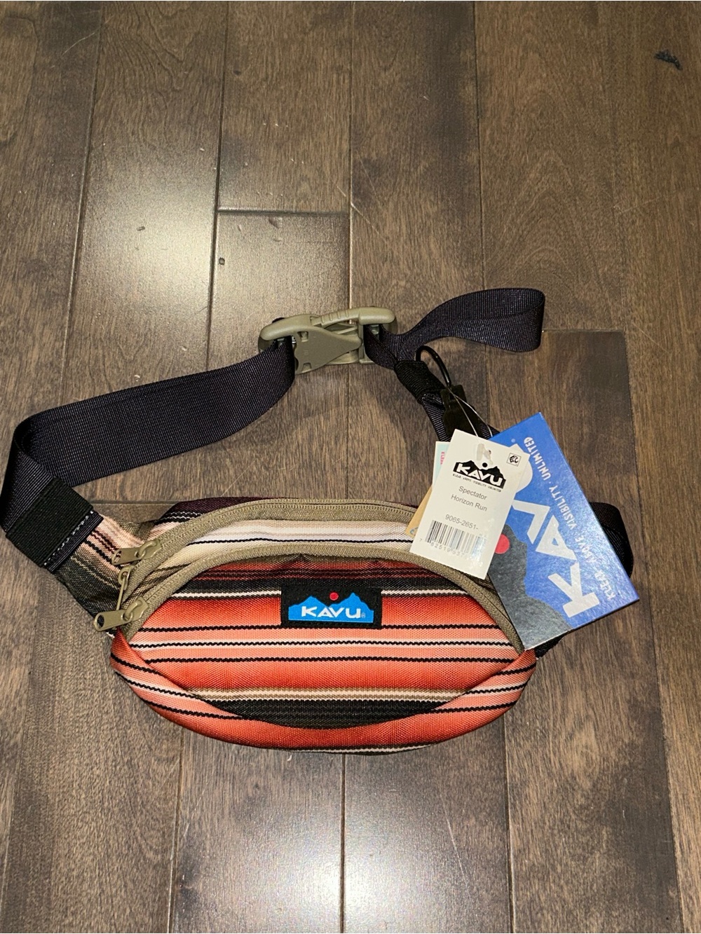 Kavu Red Orange Striped Fanny Pack with Adjustable Strap